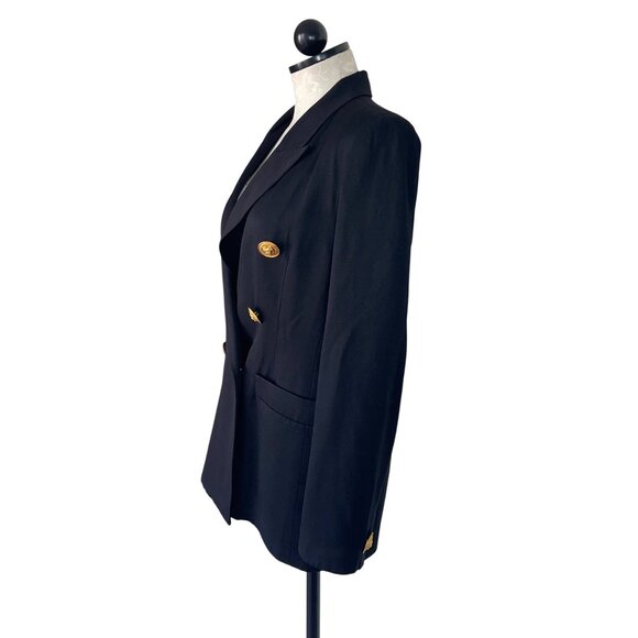 Lillie Rubin Vintage Womens Blazer Size 8 Blue Lion Button Pockets Casual - Picture 2 of 16